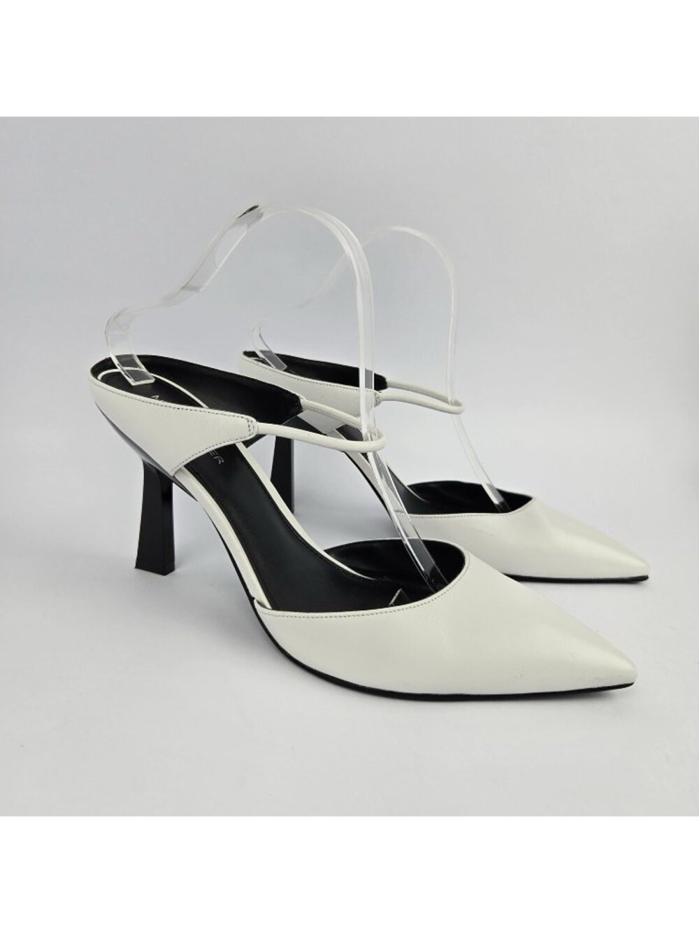 Marc Fisher pointed toe pumps with ankle strap Women Size 11M White /Black